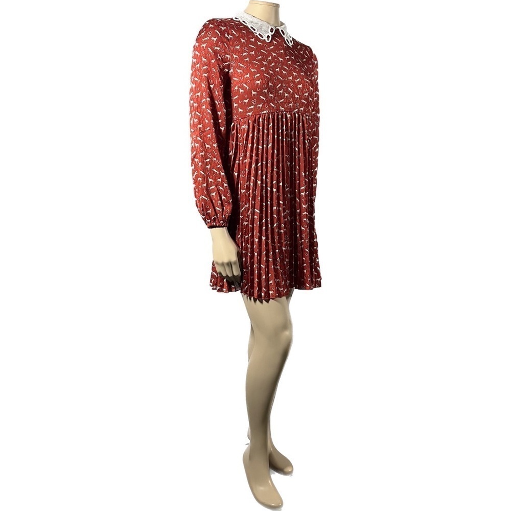 NWT Maje Raina Red Horse Guipure Mini Dress